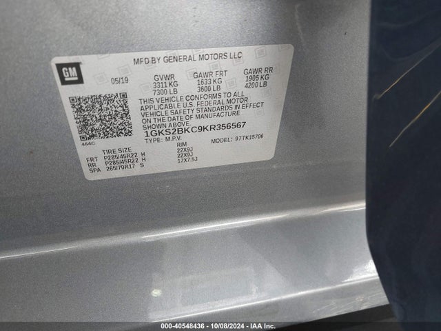 GMC YUKON SLT 2019 1GKS2BKC9KR356567 Image 9