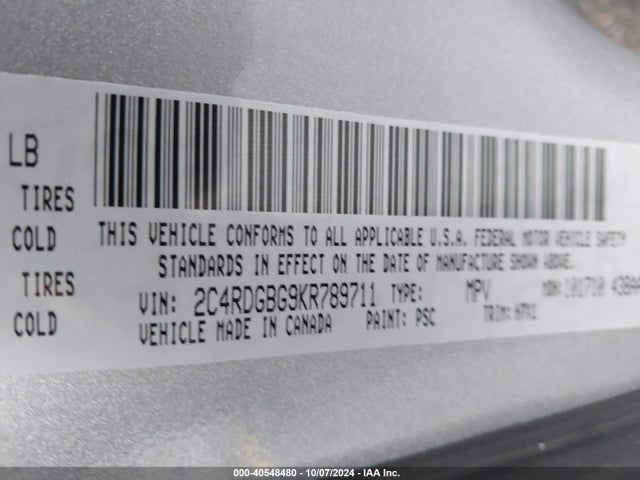 Dodge Grand Caravan Se 2019 2C4RDGBG9KR789711 Image 9