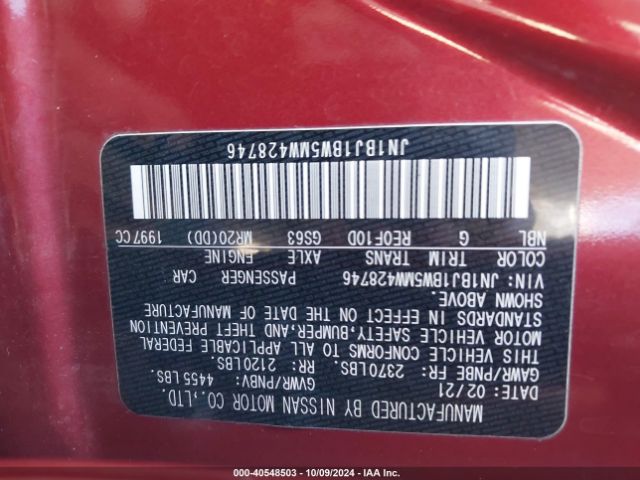 JN1BJ1BW5MW428746 Nissan Rogue Sport Sv Awd Xtronic Cvt