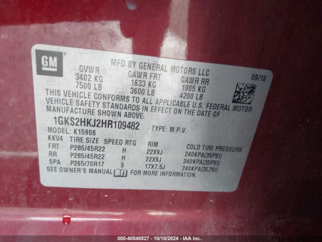 1GKS2HKJ2HR109482 GMC YUKON XL DENALI