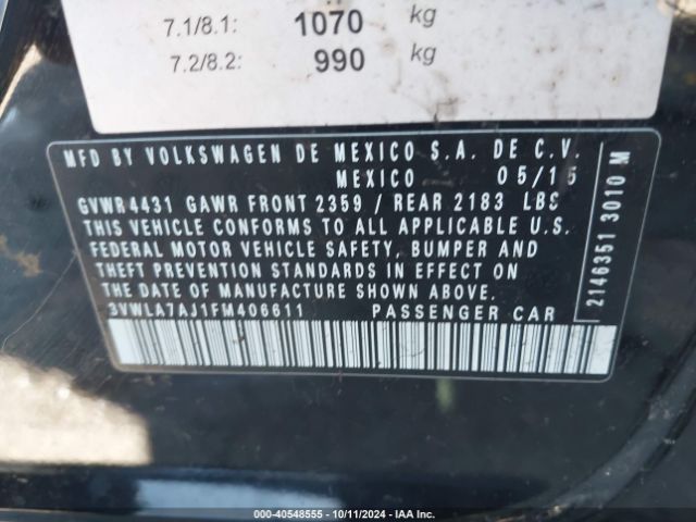 3VWLA7AJ1FM406611 Volkswagen Jetta 2.0l Tdi Se