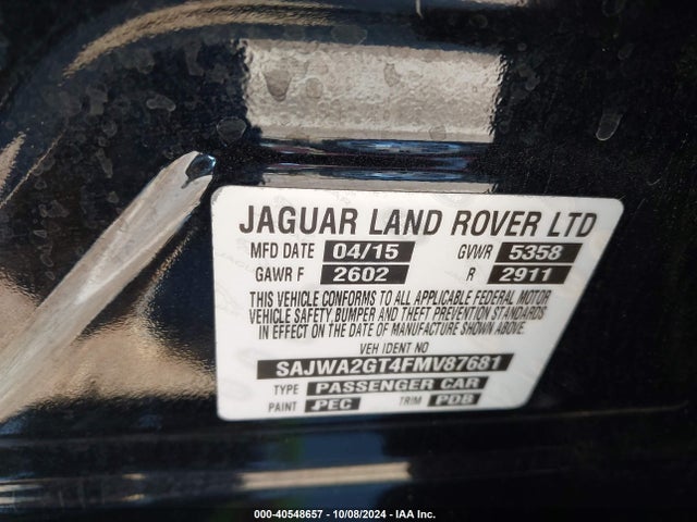 2015 JAGUAR XJ SAJWA2GT4FMV87681 Photo 8