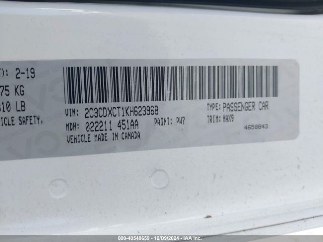 2C3CDXCT1KH623968 Dodge Charger R/t Rwd