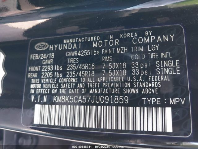 KM8K5CA57JU091859 Hyundai Kona Ultimate