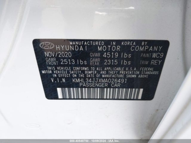 KMHL34JJXMA026491 Hyundai SONATA SEL