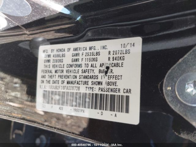 19UUB2F38FA009736 Acura Tlx V6