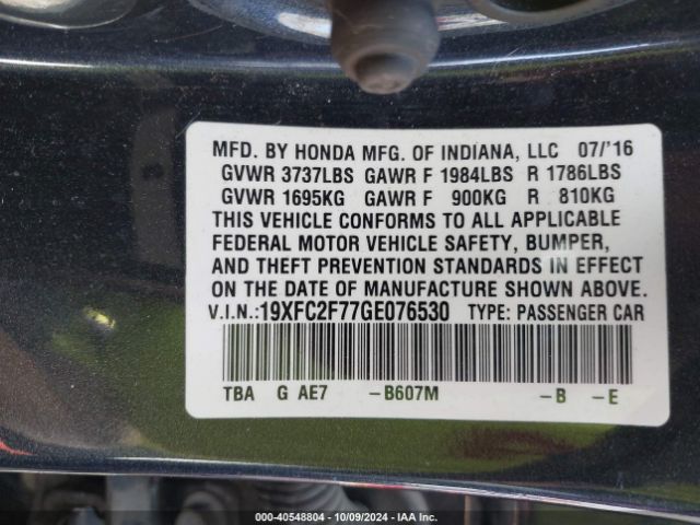 19XFC2F77GE076530 Honda CIVIC EX