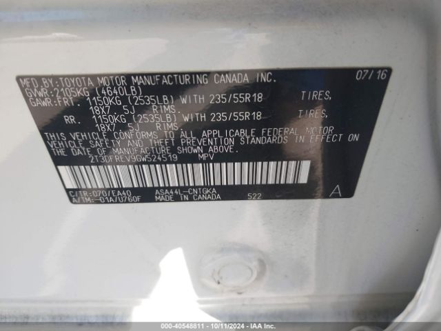 2T3DFREV9GW524519 Toyota Rav4 Limited