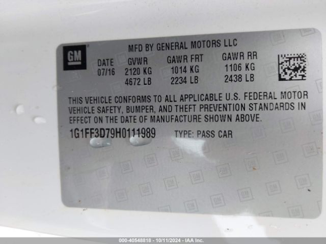 1G1FF3D79H0111989 Chevrolet Camaro 1ss