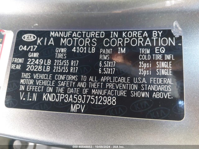KIA SOUL + 2018 KNDJP3A59J7512988 Image 9