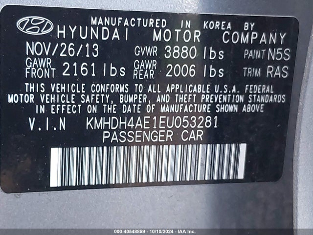 Hyundai ELANTRA SE 2014 KMHDH4AE1EU053281 Image 9