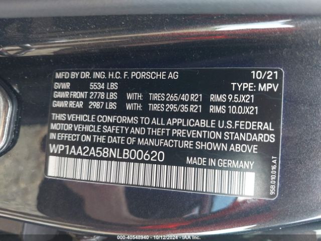 WP1AA2A58NLB00620 Porsche Macan