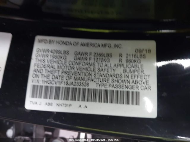 1HGCV1F18JA233528 Honda ACCORD LX