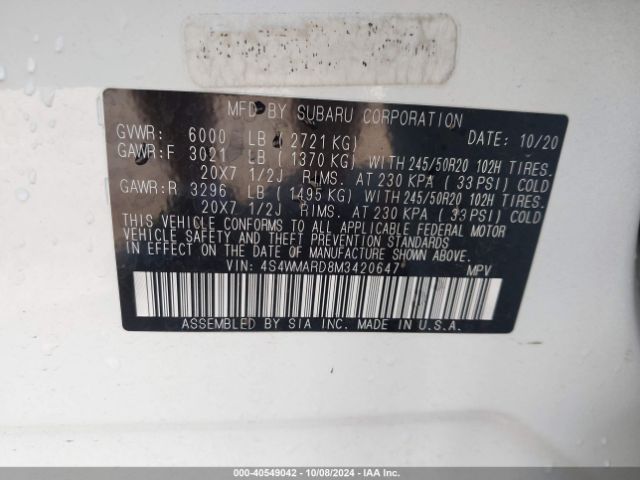 4S4WMARD8M3420647 Subaru Ascent Touring