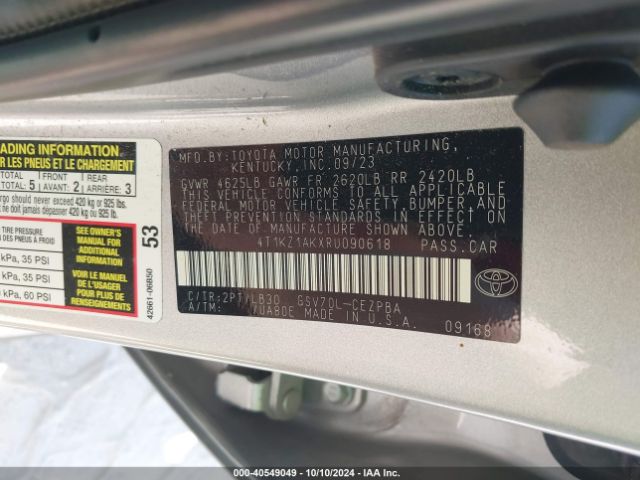 4T1KZ1AKXRU090618 Toyota Camry Xse V6
