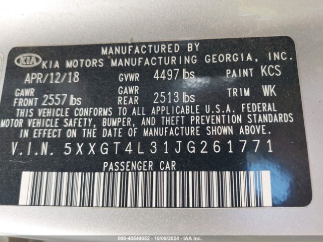 5XXGT4L31JG261771 KIA Optima Lx
