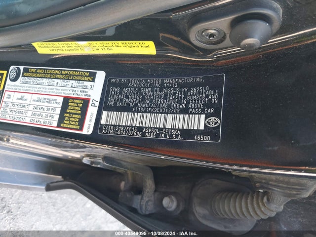 4T1BF1FK9EU342709 Toyota Camry L/le/se/se Sport/xle