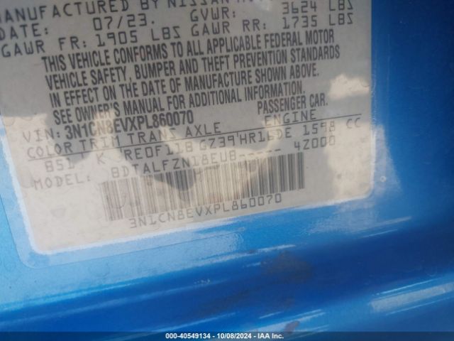 3N1CN8EVXPL860070 Nissan Versa 1.6 Sv Xtronic Cvt