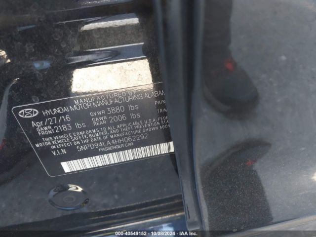 5NPD94LA4HH062292 Hyundai Elantra Eco