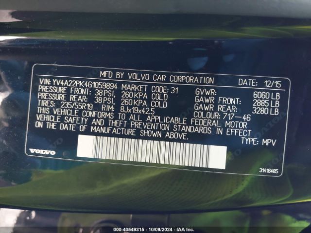 YV4A22PK4G1059894 Volvo Xc90 T6 Momentum