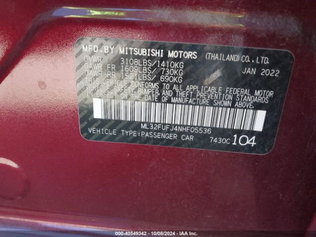 ML32FUFJ4NHF05536 Mitsubishi Mirage G4 Es