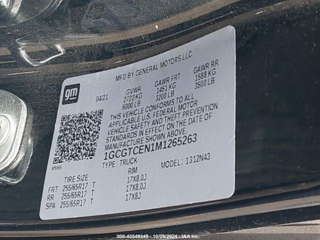 1GCGTCEN1M1265263 Chevrolet Colorado 4wd  Short Box Lt
