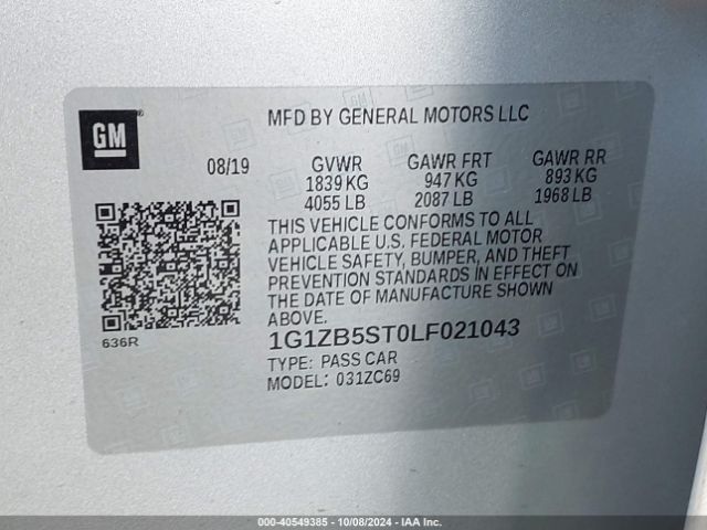 2020 CHEVROLET MALIBU 1G1ZB5ST0LF021043 Photo 8