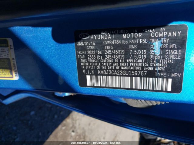 KM8J3CA23GU159767 Hyundai Tucson Limited