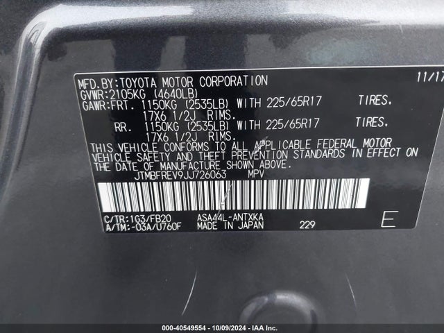 Toyota RAV4 LE 2018 JTMBFREV9JJ726063 Image 9