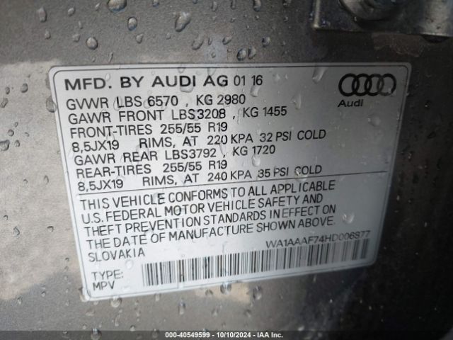 WA1AAAF74HD006877 Audi Q7 3.0t Premium