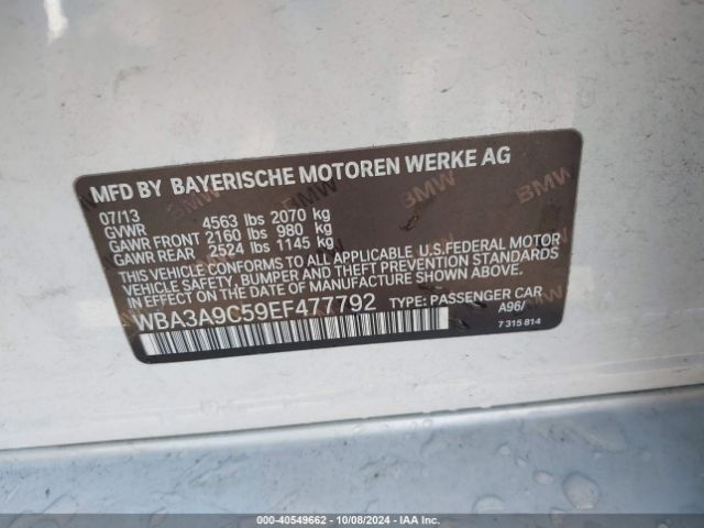 WBA3A9C59EF477792 BMW 335i