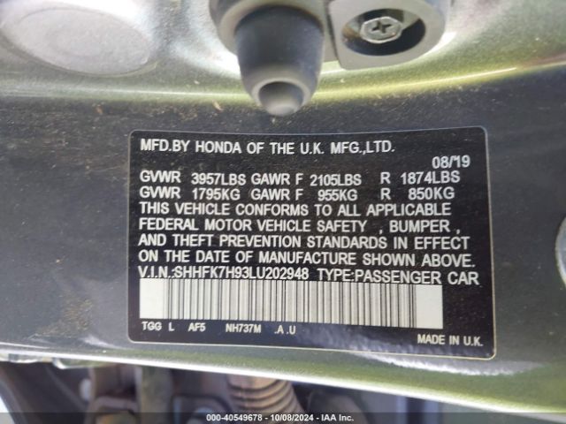 SHHFK7H93LU202948 Honda Civic Sport Touring