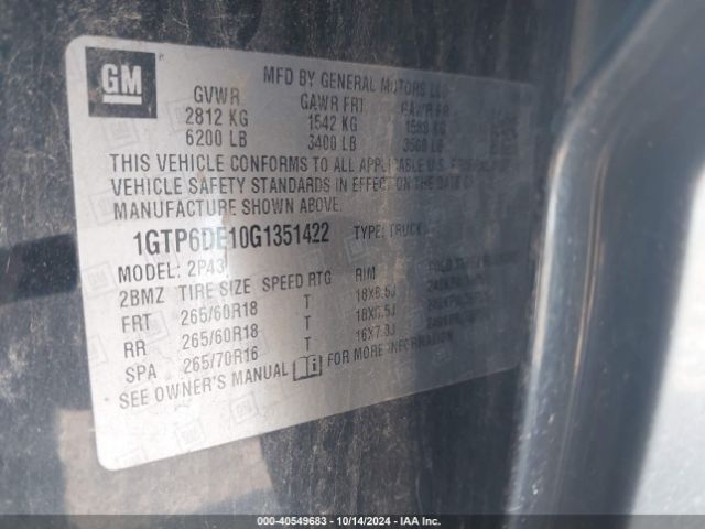 1GTP6DE10G1351422 GMC CANYON SLT