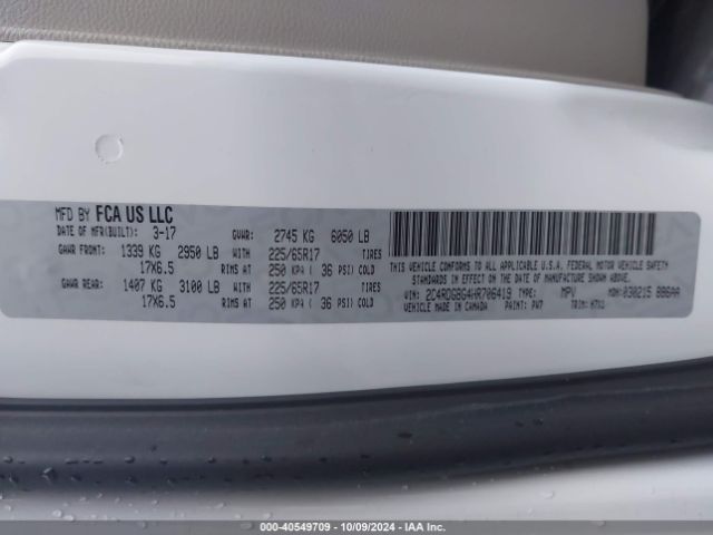 2C4RDGBG4HR706419 Dodge Grand Caravan Se
