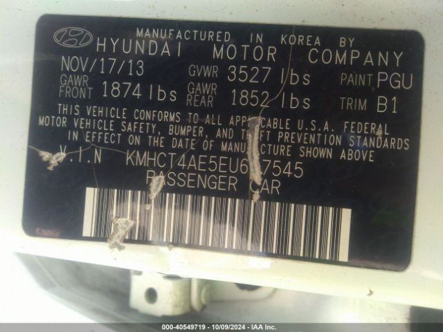 KMHCT4AE5EU607545 Hyundai ACCENT GLS