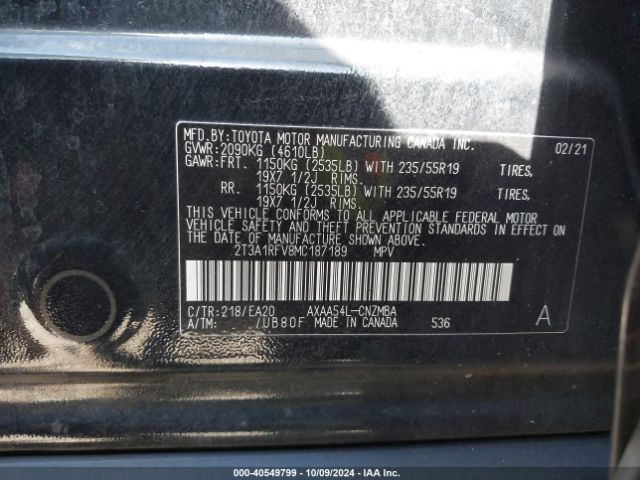 2T3A1RFV8MC187189 Toyota Rav4 Xle Premium