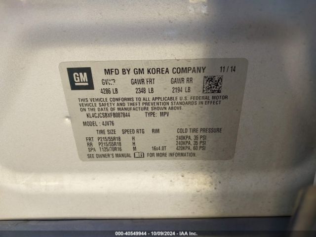 KL4CJCSBXFB087844 Buick Encore Leather