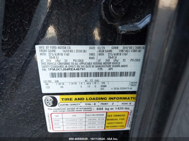 Ford Expedition Xlt Max 2024 1FMJK1J84REA46791 Image 9