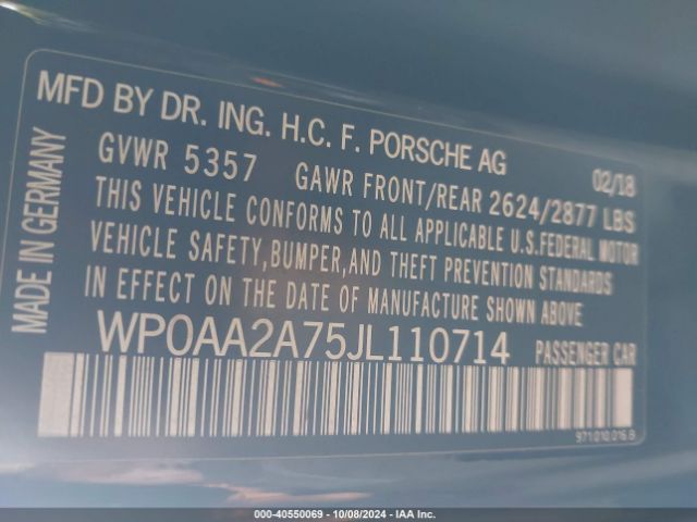 WP0AA2A75JL110714 Porsche PANAMERA 4