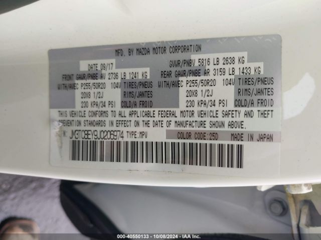 JM3TCBEY9J0206974 Mazda Cx-9 Signature