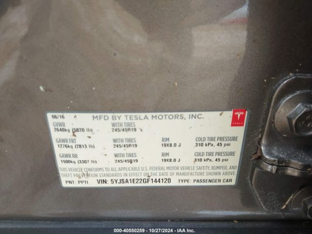 5YJSA1E22GF144120 Tesla Model S 60d/70d/75d/85d/90d