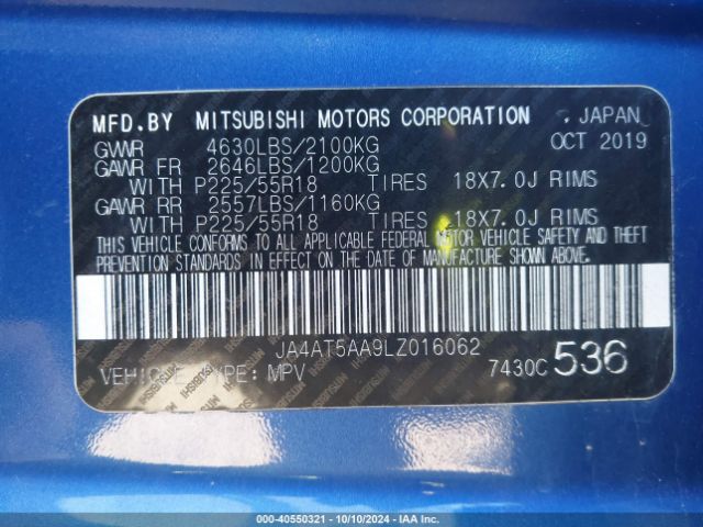 JA4AT5AA9LZ016062 Mitsubishi Eclipse Cross Se 1.5t Awc/sel 1.5t Awc