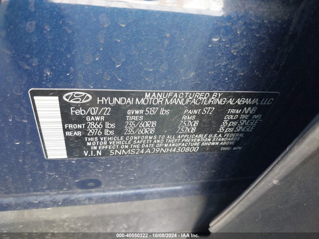 Hyundai Santa Fe Sel 2022 5NMS24AJ9NH430800 Image 9