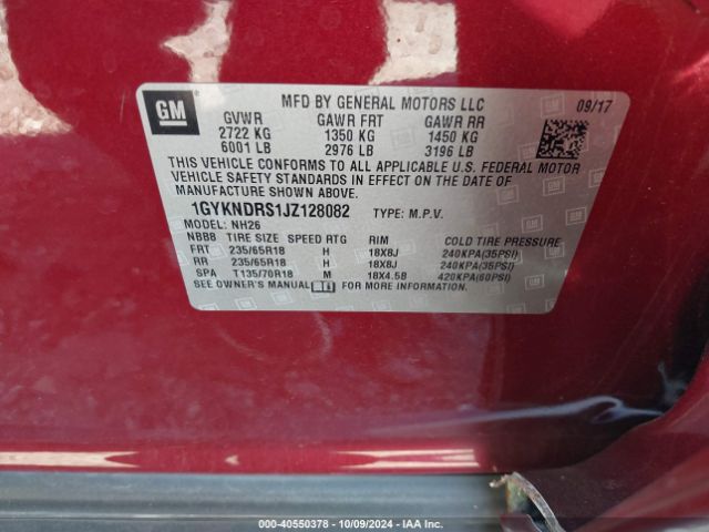 1GYKNDRS1JZ128082 Cadillac XT5 LUXURY