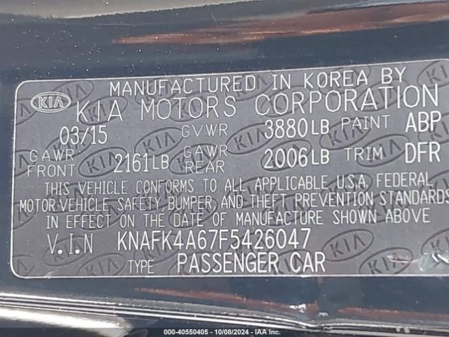 KNAFK4A67F5426047 KIA FORTE LX