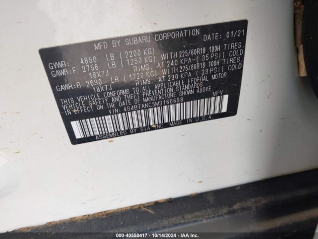 4S4BTANC5M3166698 Subaru Outback Limited