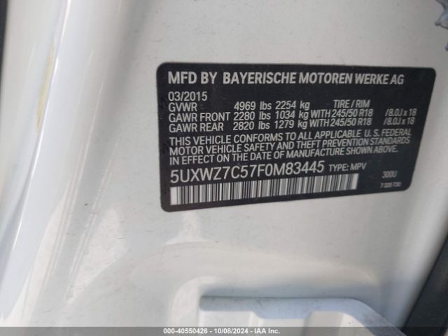 5UXWZ7C57F0M83445 BMW X3 Sdrive28i