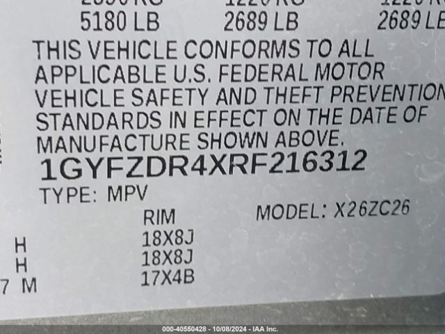 1GYFZDR4XRF216312 Cadillac Xt4 Awd Premium Luxury
