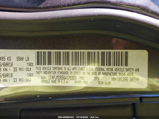 1C4PJMDS5GW175365 Jeep Cherokee Limited