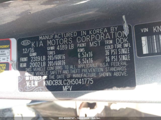 KNDCB3LC2H5041775 KIA NIRO LX